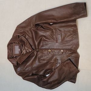 Apt.9 Lambskin Brown Leather Jacket Size L Juniors
